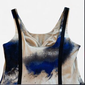 Women's Blue Abstract Scoop Neck Tank Top